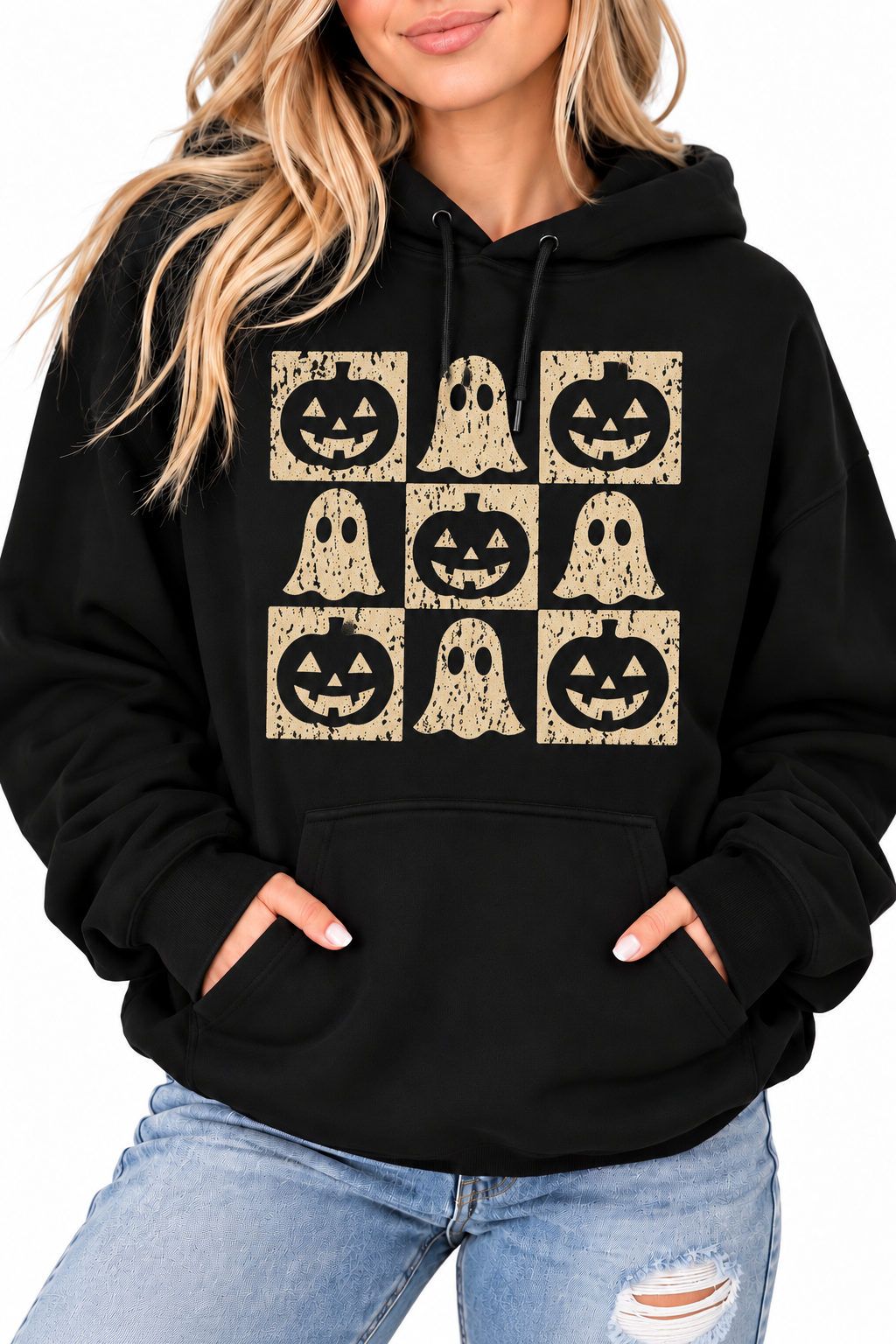 Ghost Pumpkin Checker Hoodie